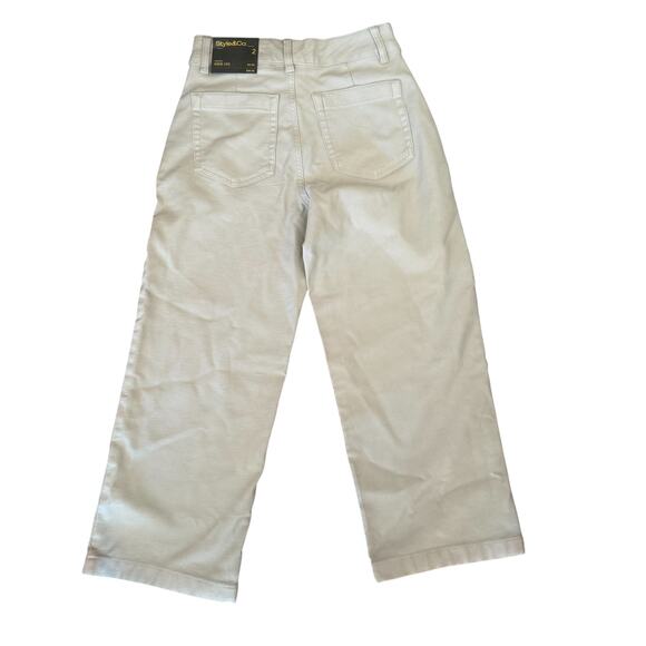 STYLE&CO Cropped Wide Leg Pants Size 2 Stone Beige Mid Rise NWT Casual Chic - Picture 2 of 6